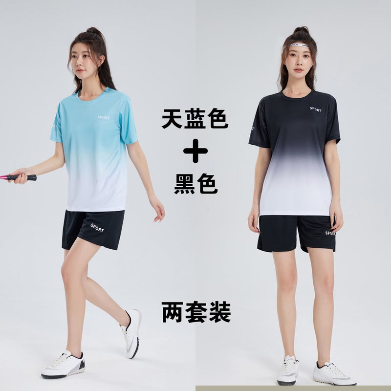 Fitness Clothes, Running Sports Suits, Women'S Quick-Drying Ice Silk T-Shirts, Morning Running Short-Sleeved Men'S Team Large Size Badminton Uniforms - Image 1